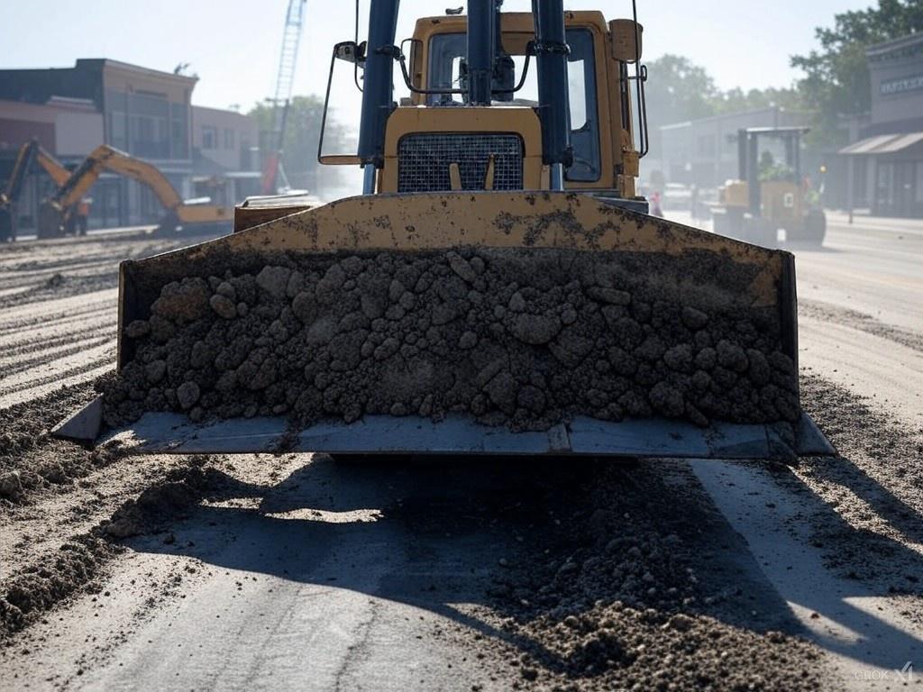 Bulldozer on street